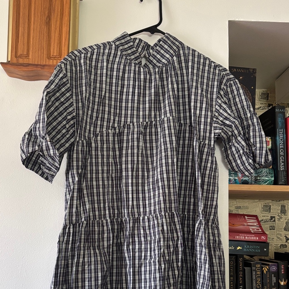 Everlane Navy and White Checkered Dress
